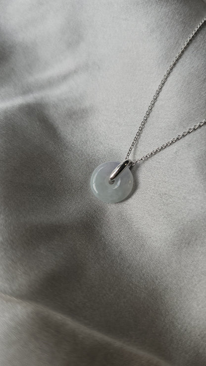 Guardian | Dreamy Safekeeping 'Ping An' Jadeite Pendant in Icy Mist (13mm)