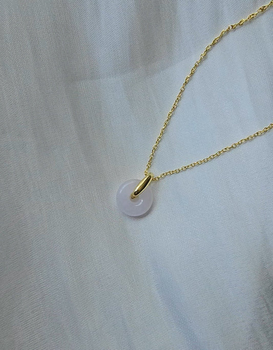 Guardian | Dainty Safekeeping 'Ping An' Jadeite Pendant in Light Lavender Purple (10mm, 18K Gold Vermeil)