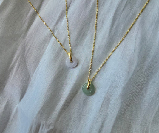Guardian | Dainty Safekeeping 'Ping An' Jadeite Pendant in Light Lavender Purple (10mm, 18K Gold Vermeil)