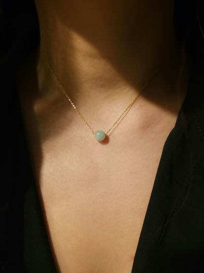 Yuan | Minimalist Floating Jadeite Necklace in Pastel Green