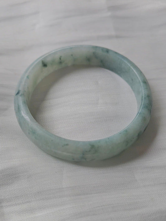 GUARDIAN | JAYDE Natural Grade-A Jadeite Bangle in Floral Green/Piao Hua (53.7mm Half Round)