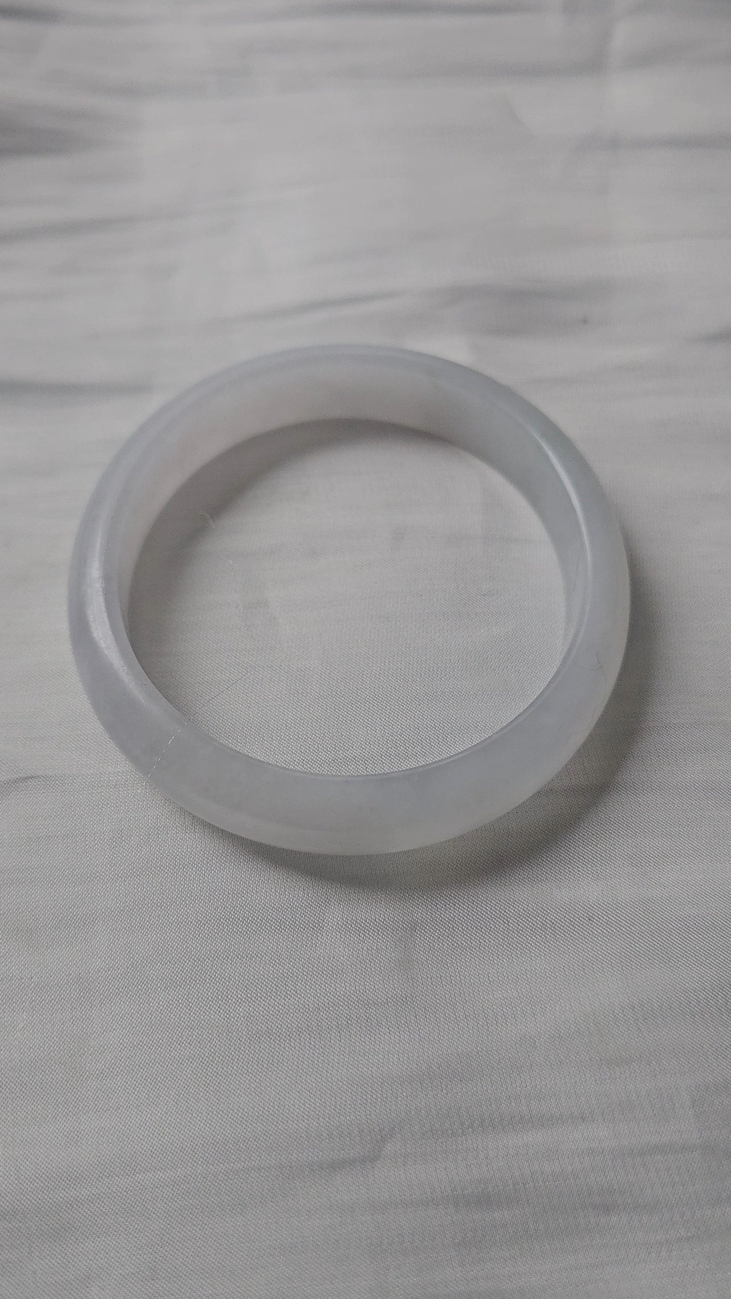 GUARDIAN | JAYDE Natural Grade-A Jadeite Bangle in Icy White (56.3mm Half Round)