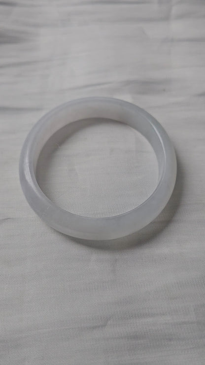 GUARDIAN | JAYDE Natural Grade-A Jadeite Bangle in Icy White (56.3mm Half Round)
