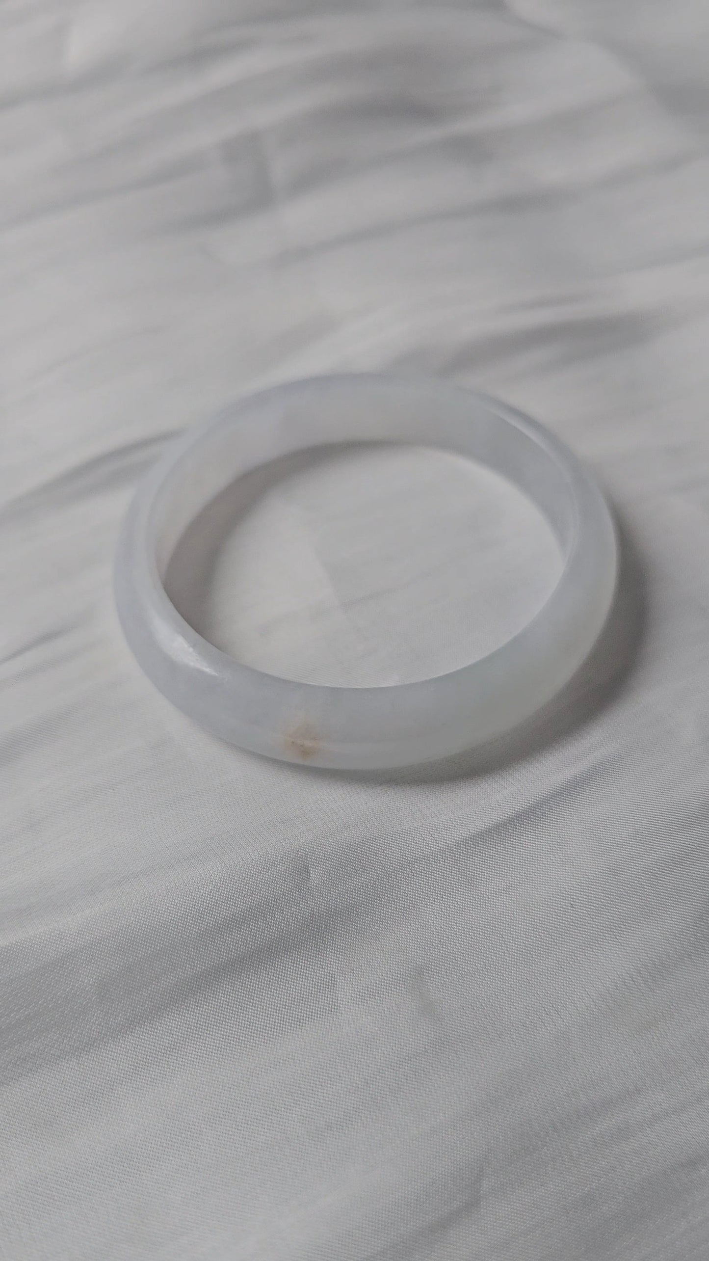 GUARDIAN | JAYDE Natural Grade-A Jadeite Bangle in Icy White (56.3mm Half Round)