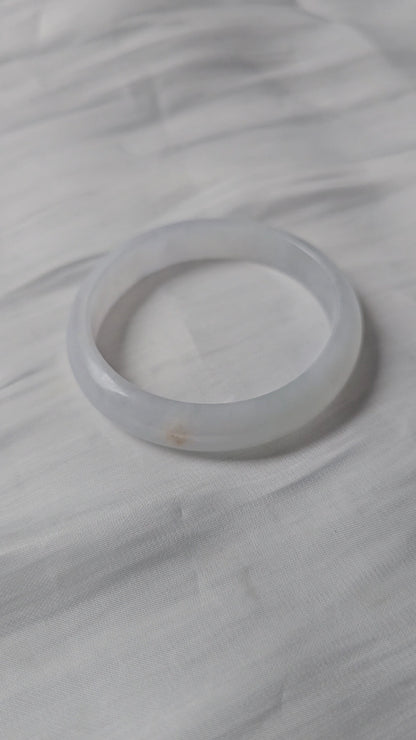 GUARDIAN | JAYDE Natural Grade-A Jadeite Bangle in Icy White (56.3mm Half Round)