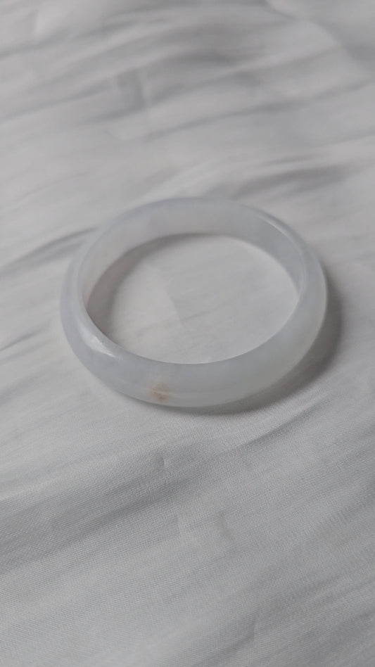 GUARDIAN | JAYDE Natural Grade-A Jadeite Bangle in Icy White (56.3mm Half Round)