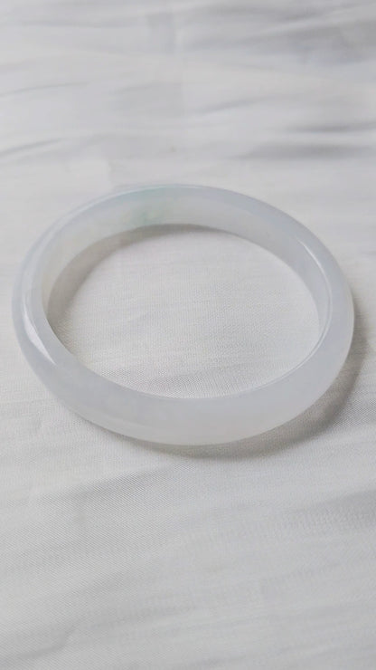 GUARDIAN | JAYDE Natural Grade-A Jadeite Bangle in Icy White (54.7mm Oval)