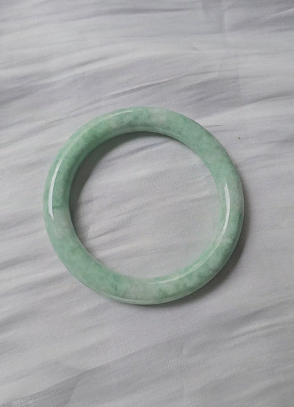 GUARDIAN | JAYDE Untreated Grade-A Jadeite Bangle in Pastel Green with Dark Green (54.5mm Round)