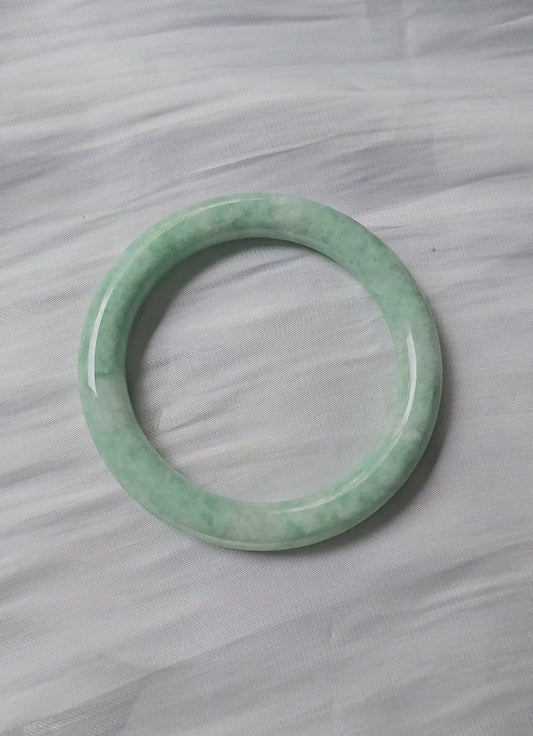 GUARDIAN | JAYDE Untreated Grade-A Jadeite Bangle in Pastel Green with Dark Green (54.5mm Round)