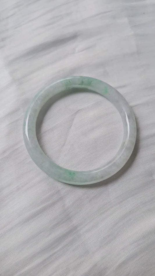 GUARDIAN | JAYDE Natural Grade-A Jadeite Bangle in Dreamy White with Pastel Green (57.6mm Round)
