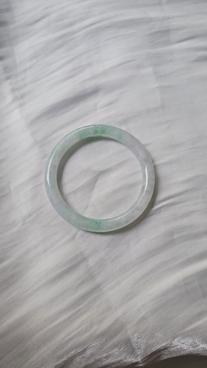 GUARDIAN | JAYDE Natural Grade-A Jadeite Bangle in Dreamy White with Pastel Green (57.6mm Round)
