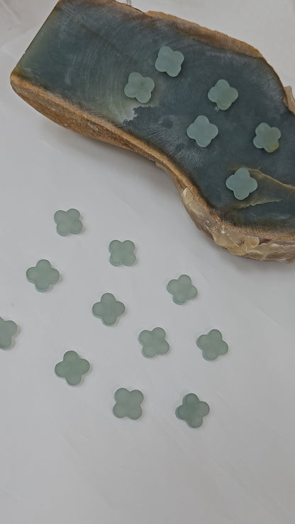 Nature | Serendipity Four Leaf Clover Jadeite Pendant in Light Aqua Green (Rhodium-plated Sterling Silver)