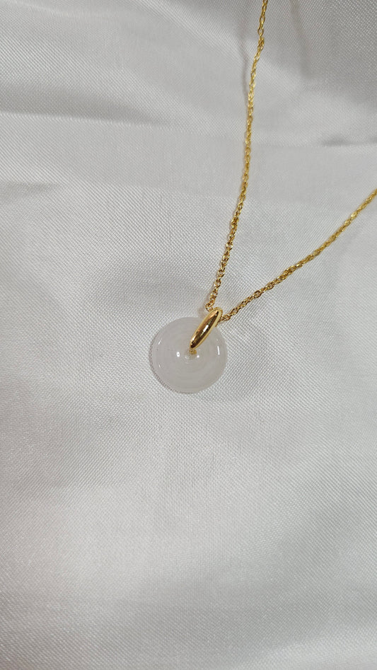 Guardian | Dreamy Safekeeping 'Ping An' Jadeite Pendant in Icy Mist (13mm)
