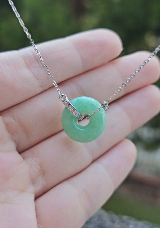 Guardian | Love 'Ping An' Jadeite Pendant in Pastel Green (16mm)