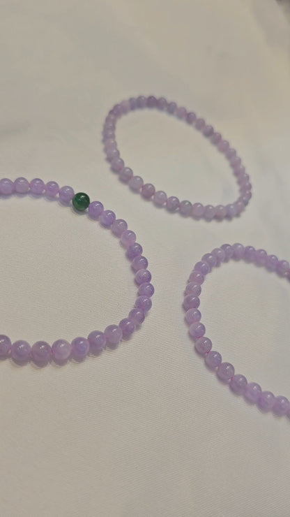 Yuan | Jadeite Bead Bracelet in Lavender Purple (4-5mm)