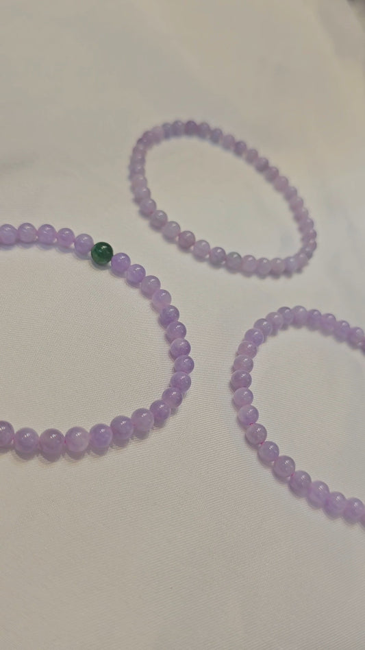Yuan | Jadeite Bead Bracelet in Lavender Purple (4-5mm)