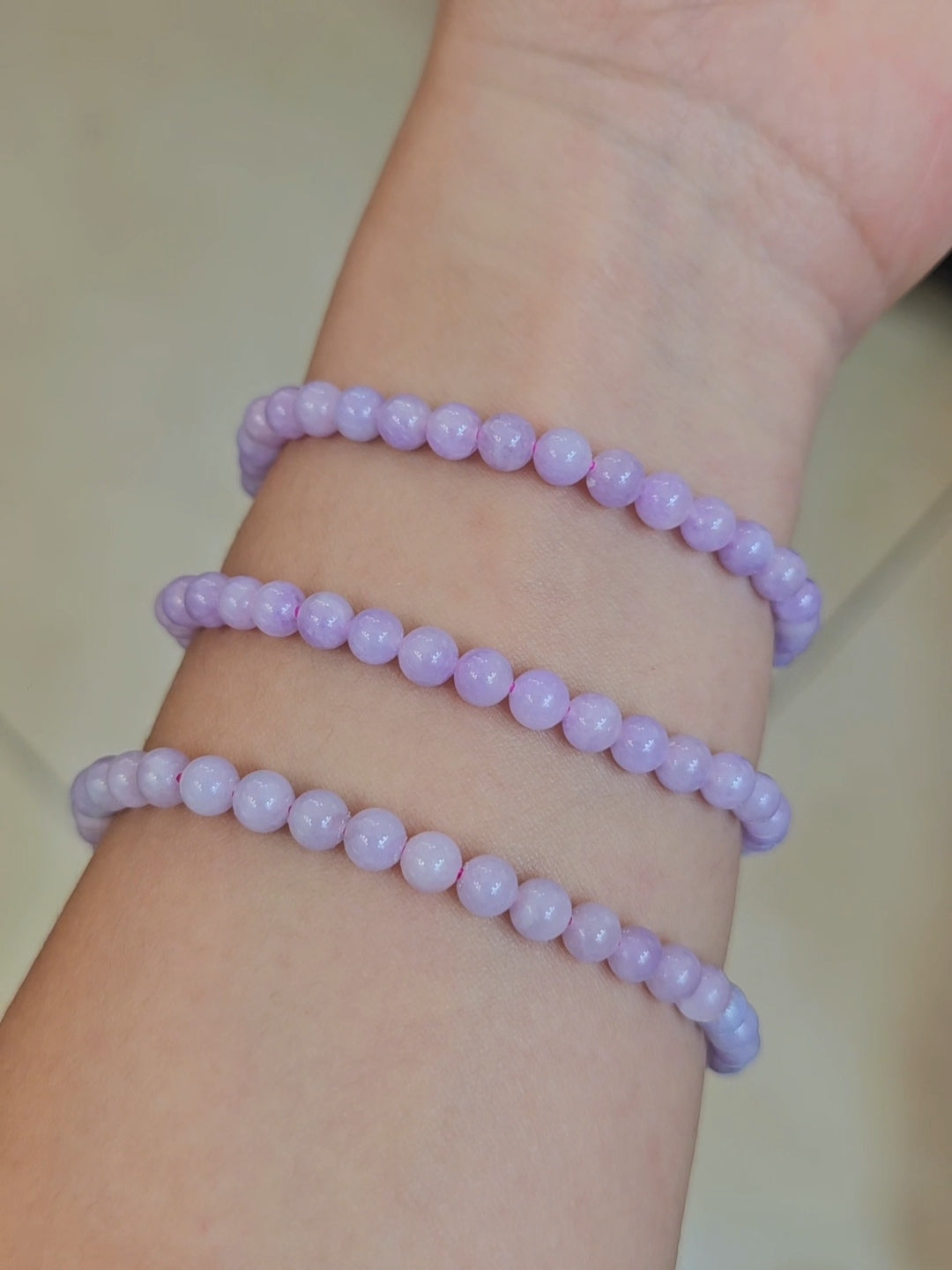 Yuan | Jadeite Bead Bracelet in Lavender Purple (4-5mm)