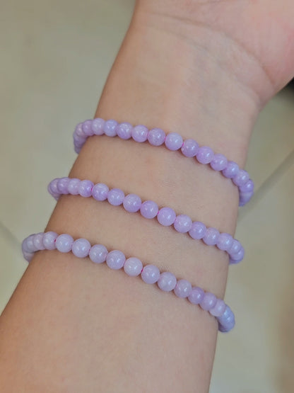 Yuan | Jadeite Bead Bracelet in Lavender Purple (4-5mm)