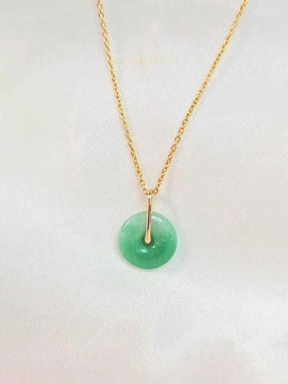 Guardian | Imperial Safekeeping 'Ping An' Jadeite Pendant in Deep Green (13mm, 18ct Gold)