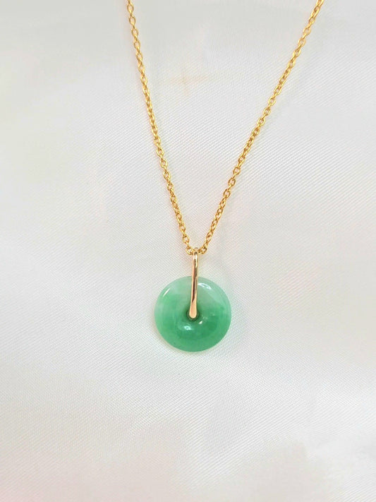 Guardian | Imperial Safekeeping 'Ping An' Jadeite Pendant in Deep Green (13mm, 18ct Gold)