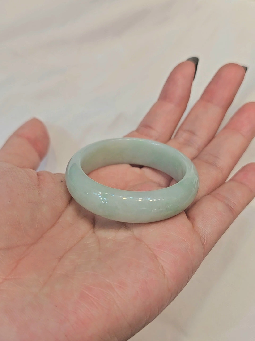 GUARDIAN | JAYDE Natural Grade-A Jadeite Baby Bangle in Pastel Green