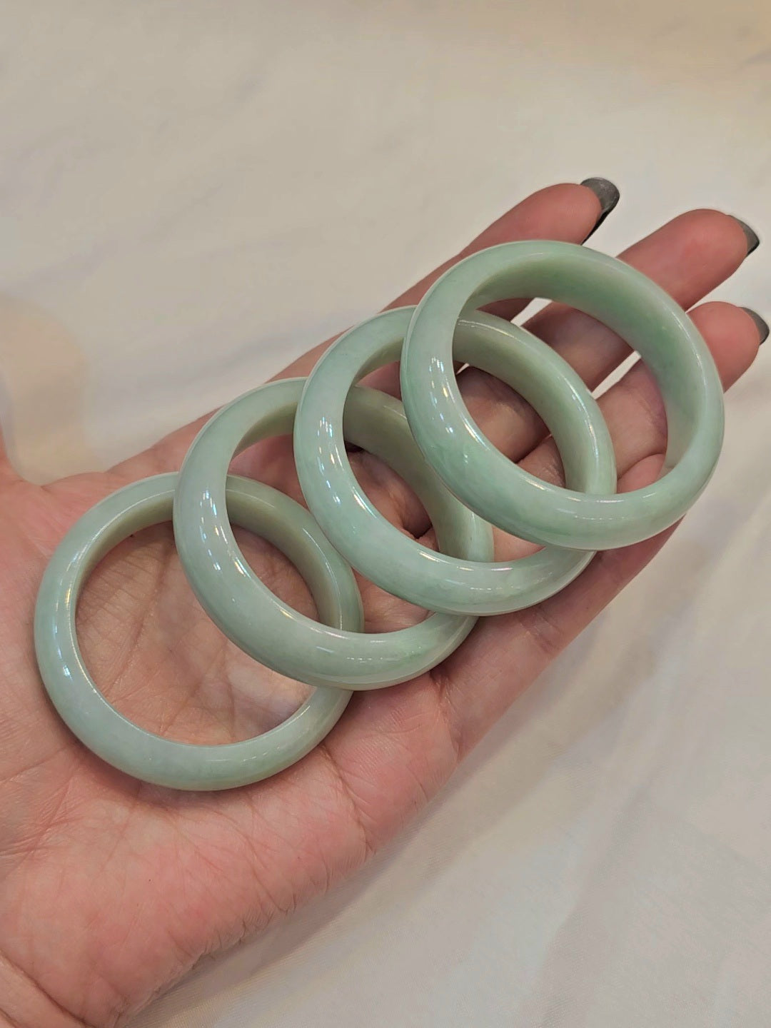 GUARDIAN | JAYDE Natural Grade-A Jadeite Baby Bangle in Pastel Green