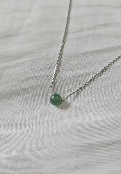 Yuan | Minimalist Floating Jadeite Necklace in Forest Green