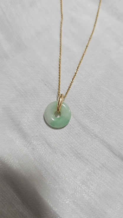 Guardian | Vintage Safekeeping 'Ping An' Jadeite Pendant in Pastel Green (13mm, 18K Gold Vermeil/Solid Gold)