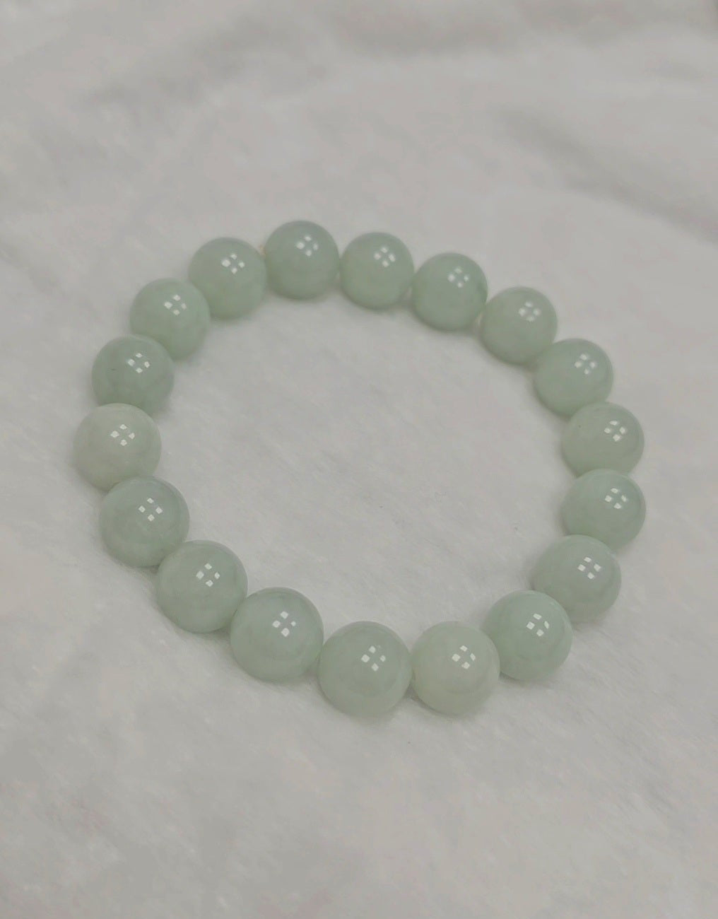 Yuan | Jadeite Bead Bracelet in Light Pastel Green (8/10mm)