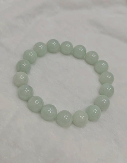 Yuan | Jadeite Bead Bracelet in Light Pastel Green (8/10mm)
