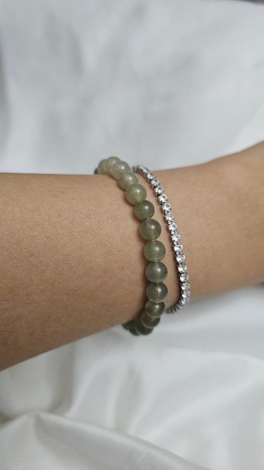 Yuan | Jadeite Bead Bracelet in Gradient Green (4mm)
