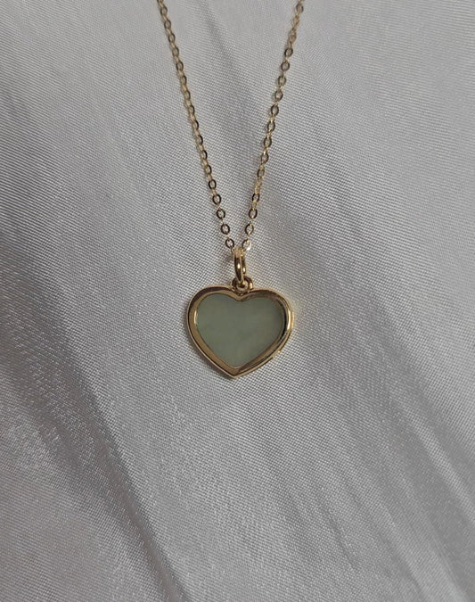 Guardian | Love Heart Jade Necklace in Aqua Green
