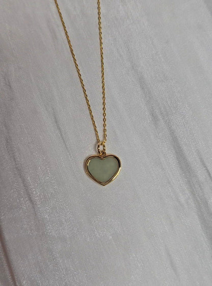 Guardian | Love Heart Jade Necklace in Aqua Green