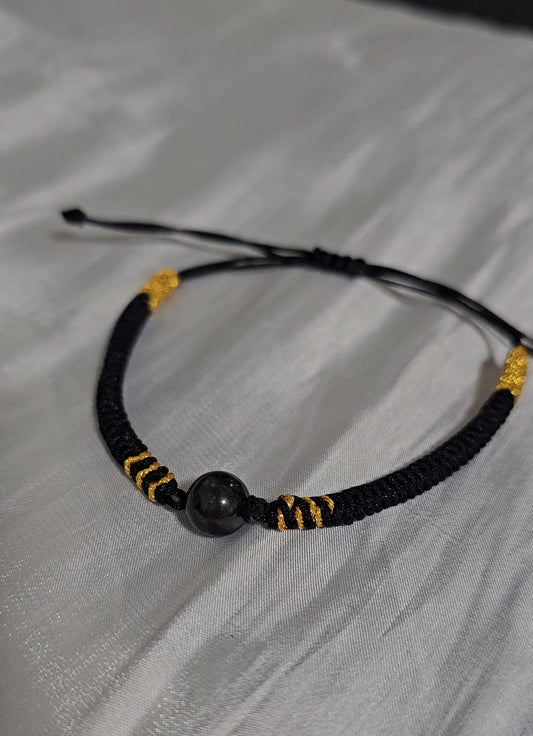 Yuan | Groundedness Jadeite Bead Bracelet in Mysterious Black