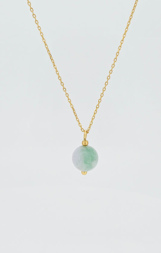 Yuan | Classic Floating Jadeite Necklace in Pastel Green and White
