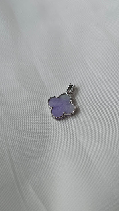 Nature | Serendipity Four Leaf Clover Jadeite Pendant in Lavender Purple and Pastel Green