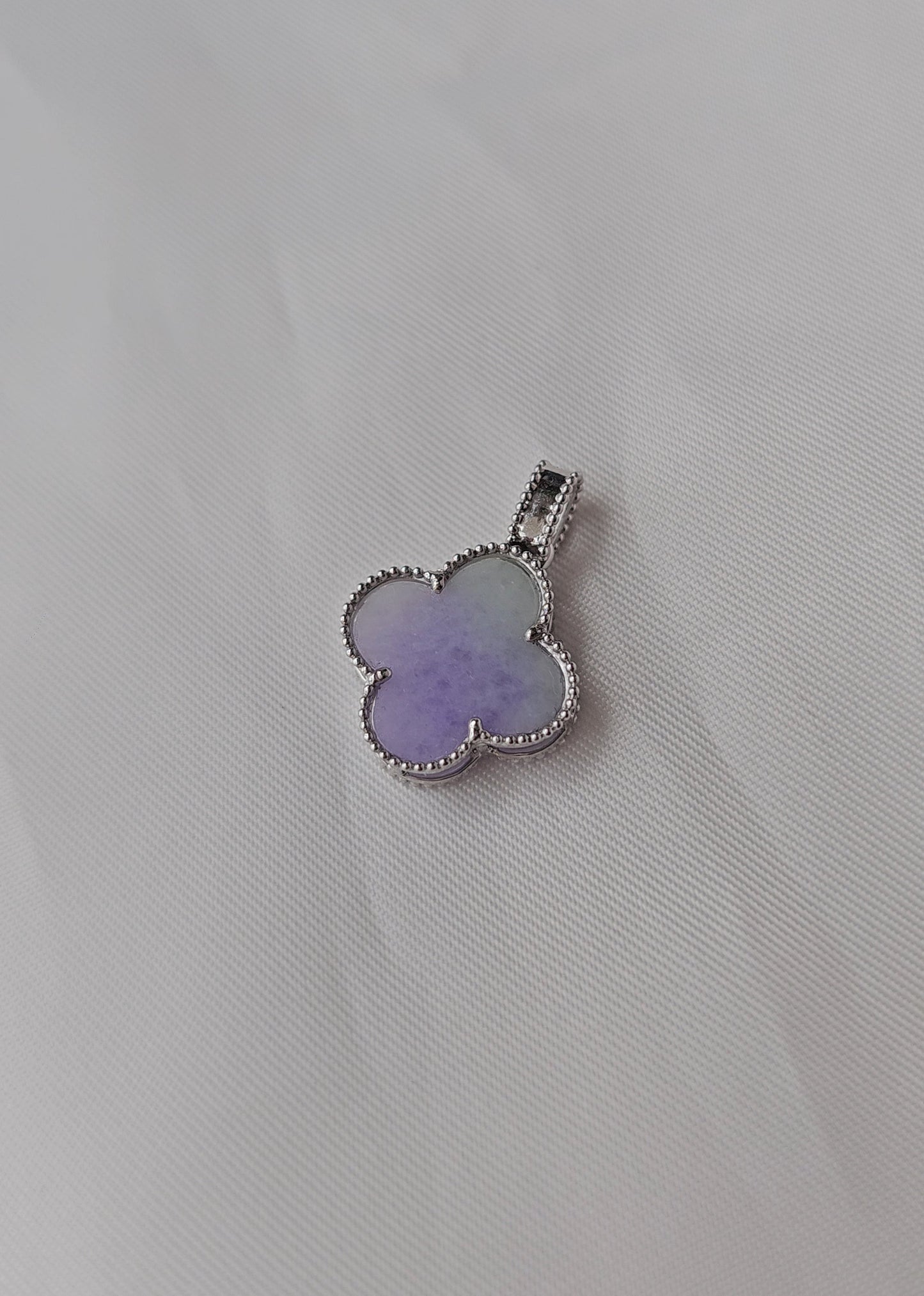 Nature | Serendipity Four Leaf Clover Jadeite Pendant in Lavender Purple and Pastel Green