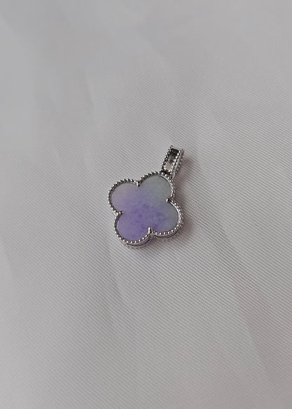 Nature | Serendipity Four Leaf Clover Jadeite Pendant in Lavender Purple and Pastel Green
