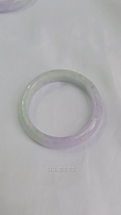 GUARDIAN | JAYDE Untreated Grade-A Jadeite Bangle in Pastel Lavender Purple and Green (51.3mm Half Round)