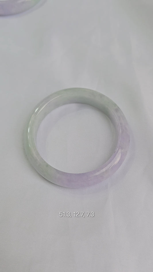 GUARDIAN | JAYDE Untreated Grade-A Jadeite Bangle in Pastel Lavender Purple and Green (51.3mm Half Round)