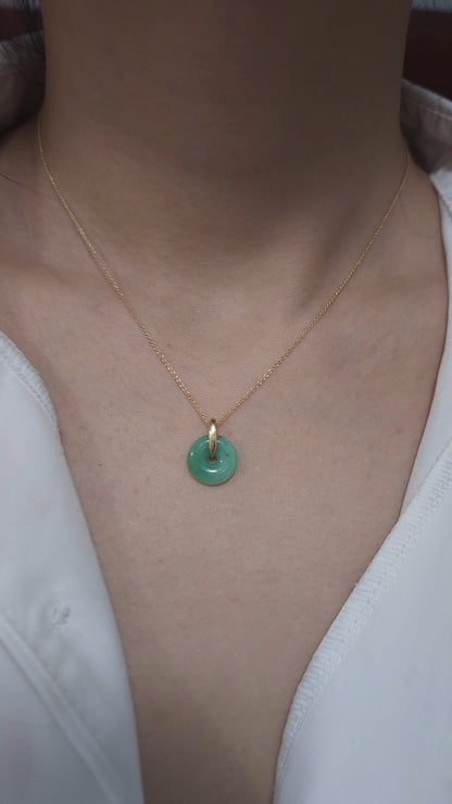 Guardian | Imperial Safekeeping 'Ping An' Jadeite Pendant in Deep Green (13mm, 18K Gold Vermeil/Solid Gold)