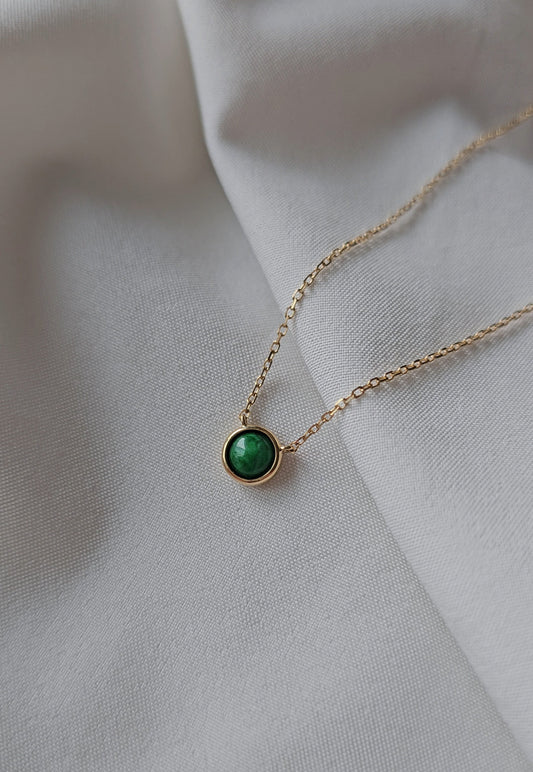 Galaxy | Dainty Moon Jadeite Pendant in Deep Green