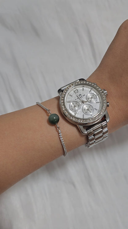 Yuan | Classic Jadeite Bracelet in Aqua Green