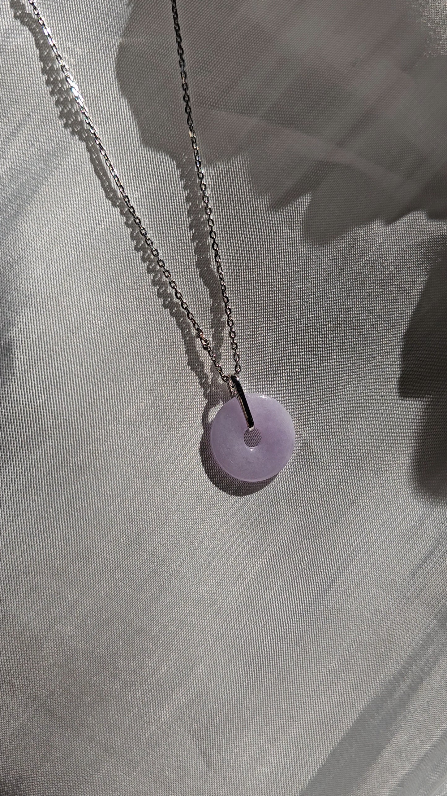 Guardian | Princess Reversible Safekeeping 'Ping An' Jadeite Pendant in Lavender Purple (13mm, 18ct white gold)