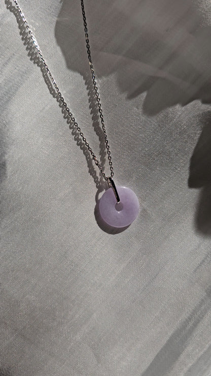 Guardian | Princess Reversible Safekeeping 'Ping An' Jadeite Pendant in Lavender Purple (13mm, 18ct white gold)
