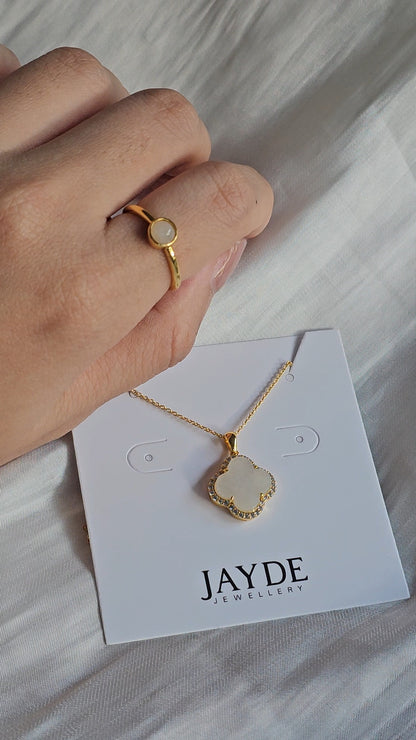 Nature | Serendipity Clover Gift Set (Dreamy White Jade, 18K Gold Vermeil)