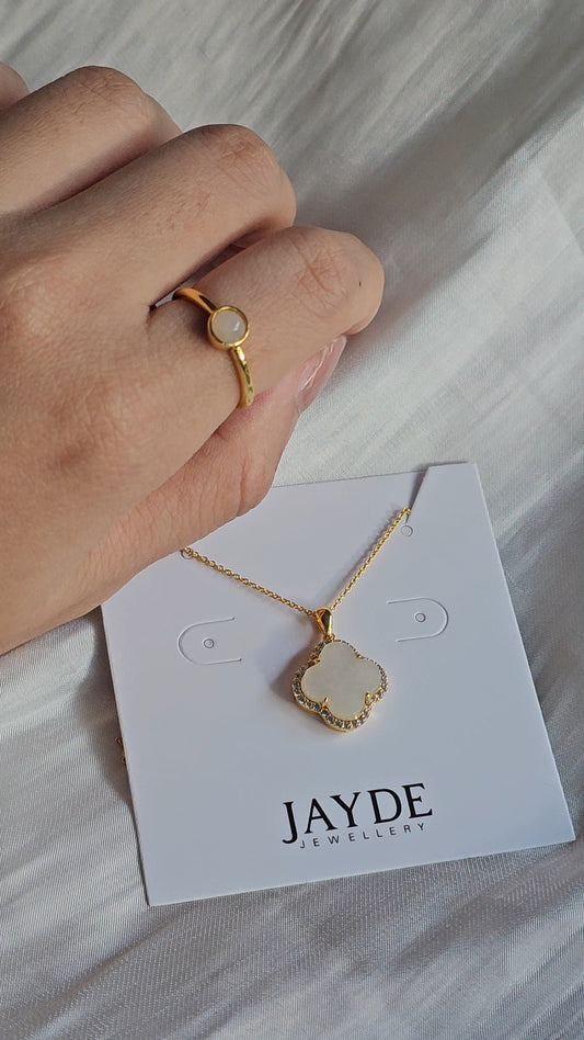 Nature | Serendipity Clover Gift Set (Dreamy White Jade, 18K Gold Vermeil)