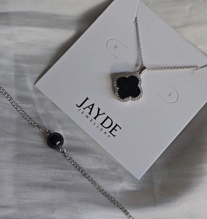 Nature | Serendipity Clover Gift Set (Mysterious Black Jade, Sterling Silver)