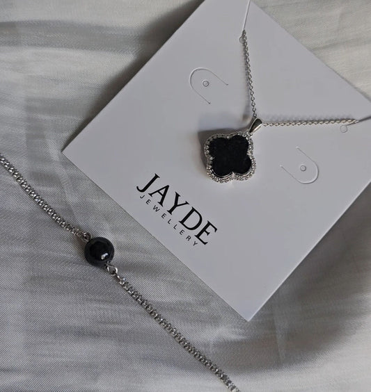 Nature | Serendipity Clover Gift Set (Mysterious Black Jade, Sterling Silver)
