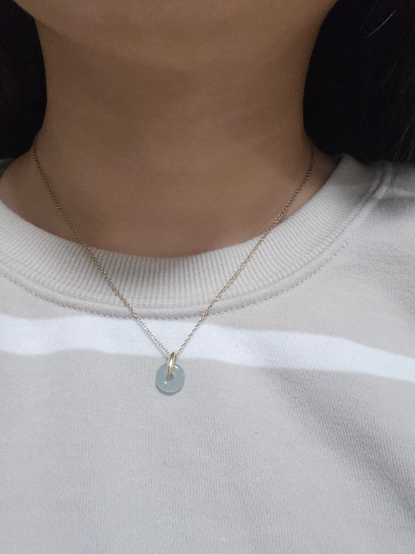 Guardian | Dainty Safekeeping 'Ping An' Jadeite Pendant in Aqua Green (10mm)